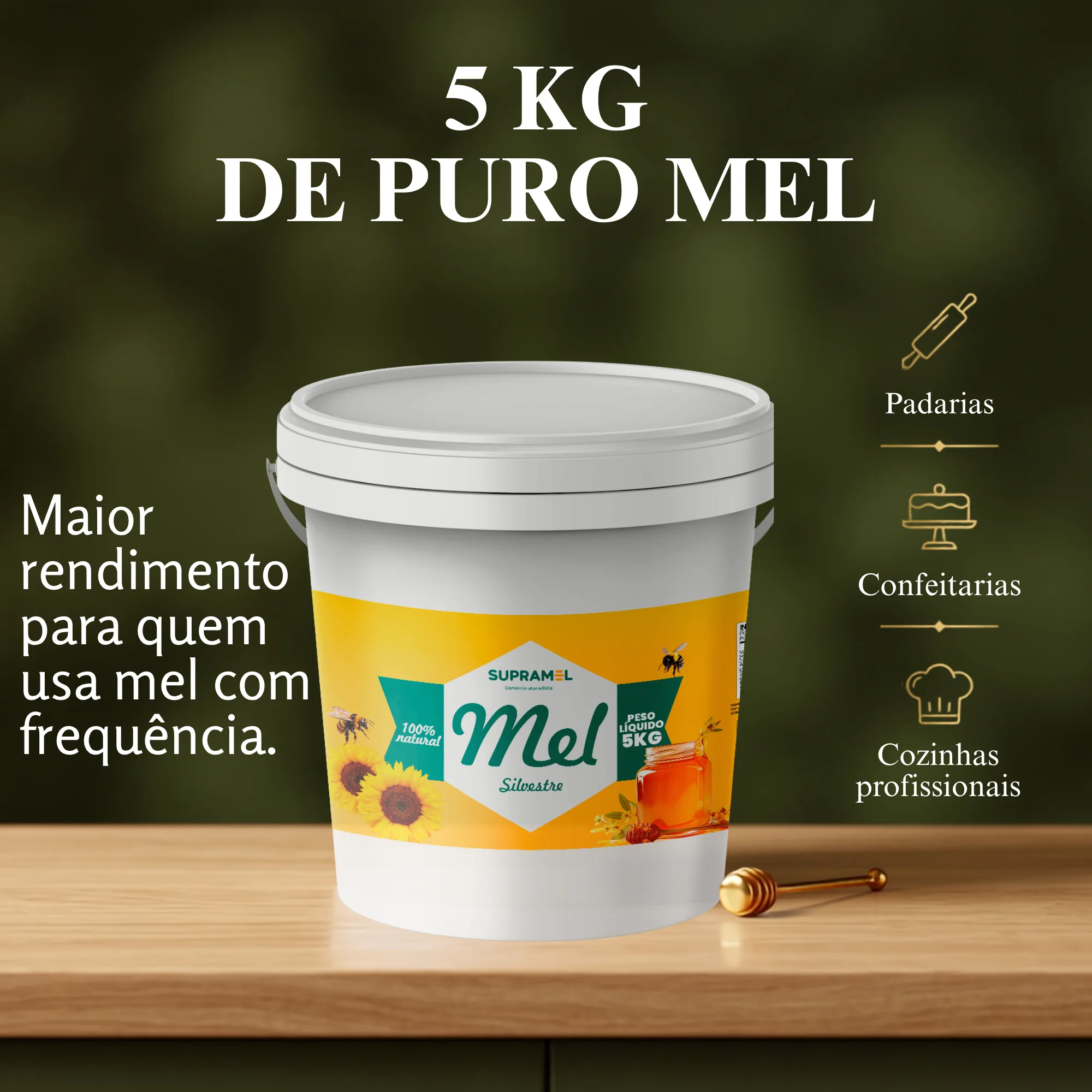 Mel puro de abelha silvestre balde 5kg - cor até 85mm - Supramel - Imagem 8