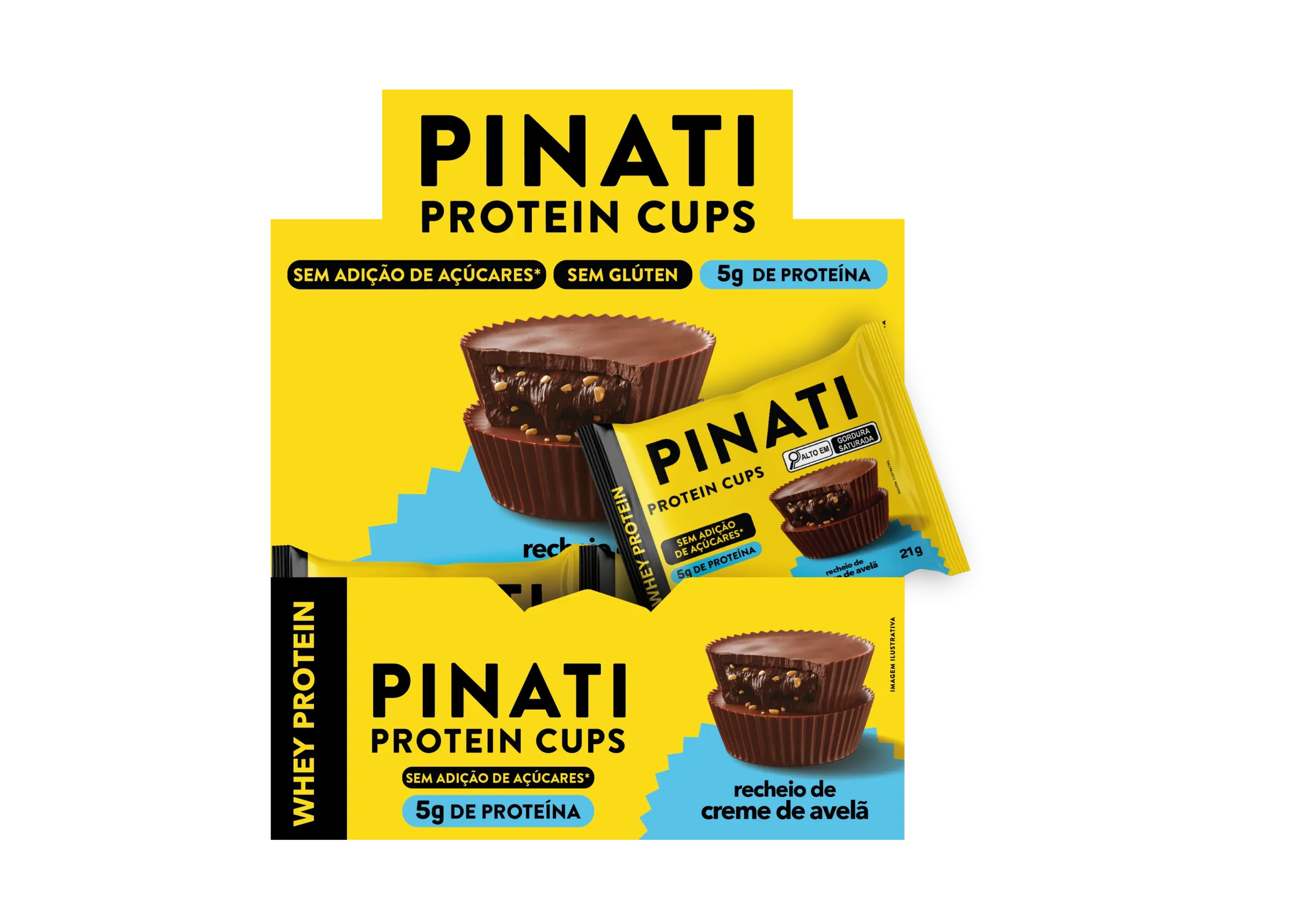 Pinati Protein Cups Creme De Avelã Unitário 21g- Cx Com 18un