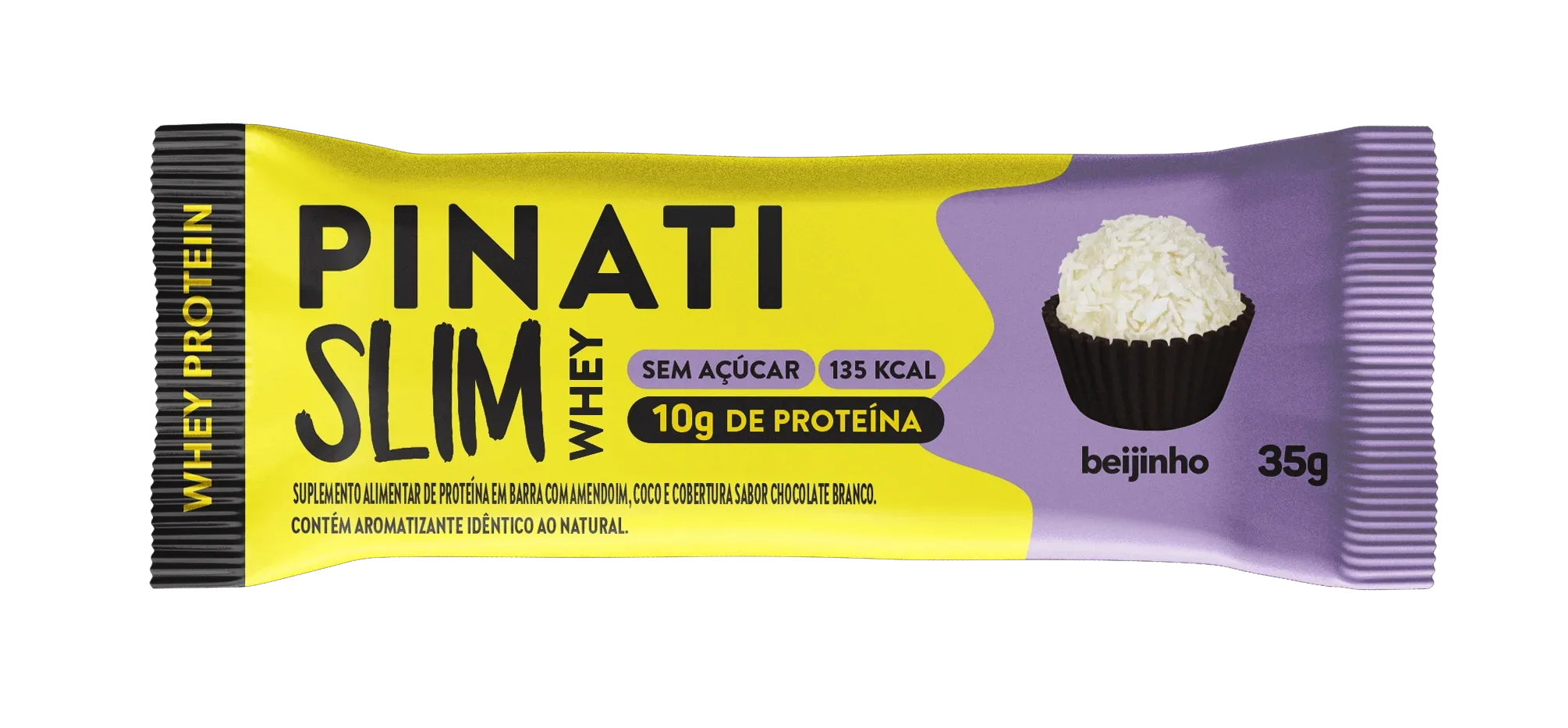 Barra Proteica Snack Pinati Slim Whey Beijinho 35g-cx C/16 - Imagem 2