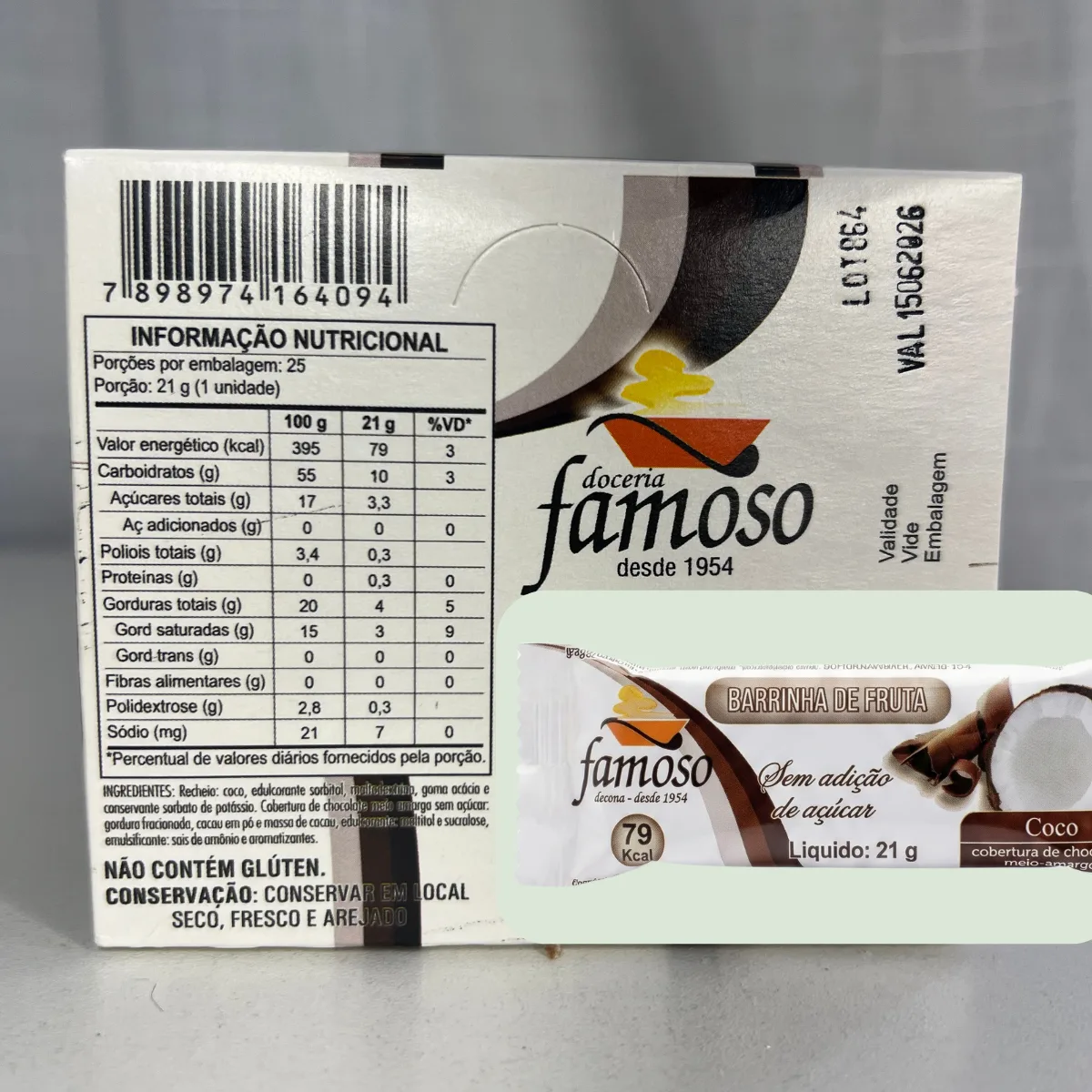 Doce De Coco Famoso Com Chocolate Sem Açúcar Display 24 Un - Imagem 7