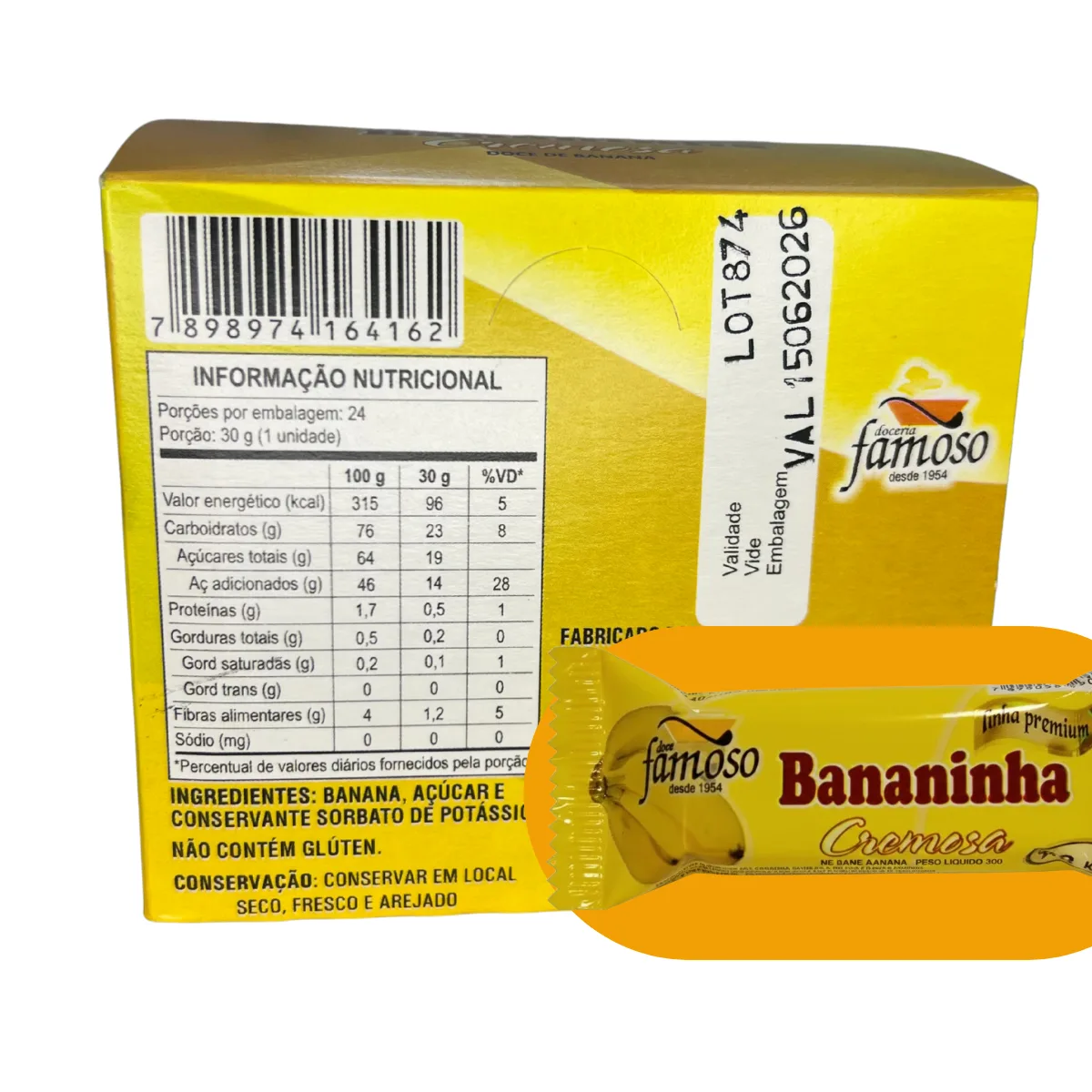Bananinha Famoso Cremosa 30g Caixa 24 Unidades - Com Açucar - Imagem 7