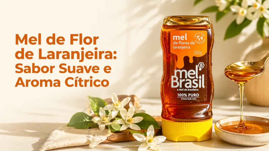 Mel de flor de laranjeira Melbras 280g em frasco squeeze com tampa amarela