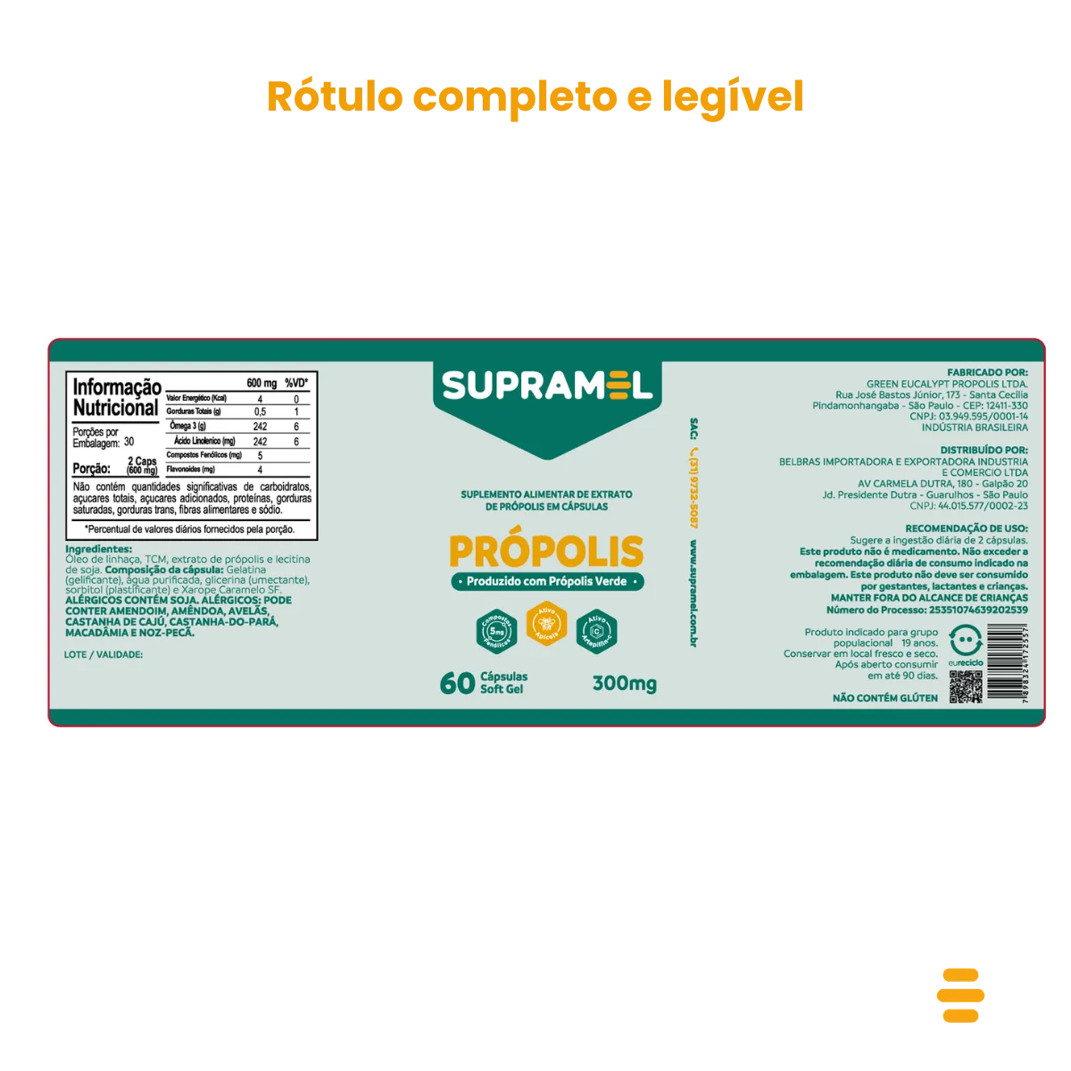 Própolis Verde em Cápsulas Softgel 300mg — 60 Cápsulas | Supramel - Imagem 10