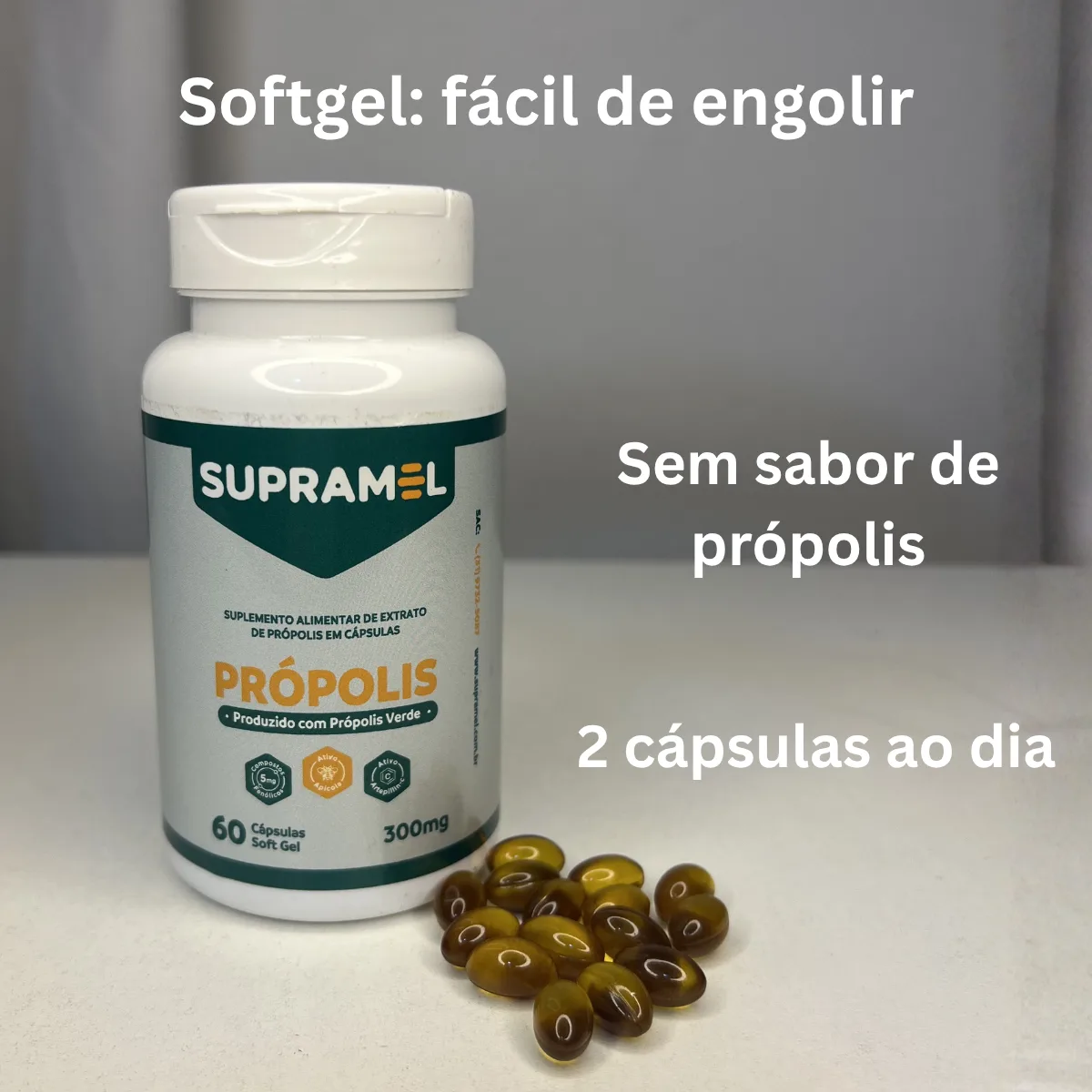 Própolis Verde em Cápsulas Softgel 300mg — 60 Cápsulas | Supramel - Imagem 3