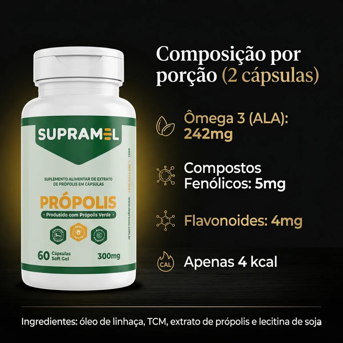Própolis Verde em Cápsulas Softgel 300mg — 60 Cápsulas | Supramel - Imagem 4