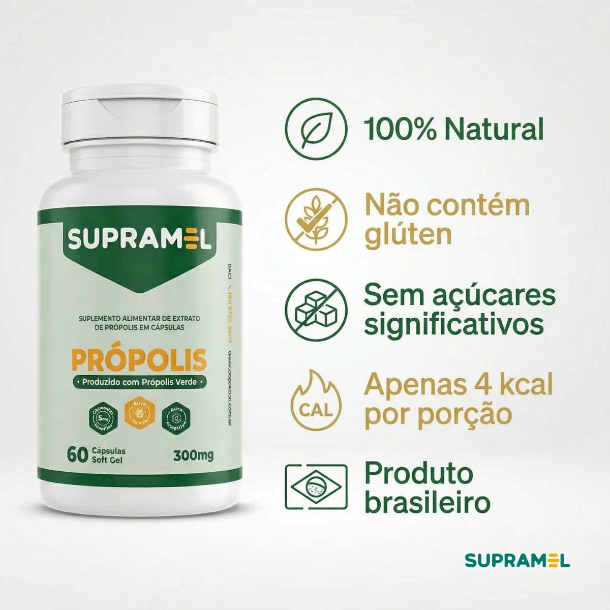 Própolis Verde em Cápsulas Softgel 300mg — 60 Cápsulas | Supramel - Imagem 5