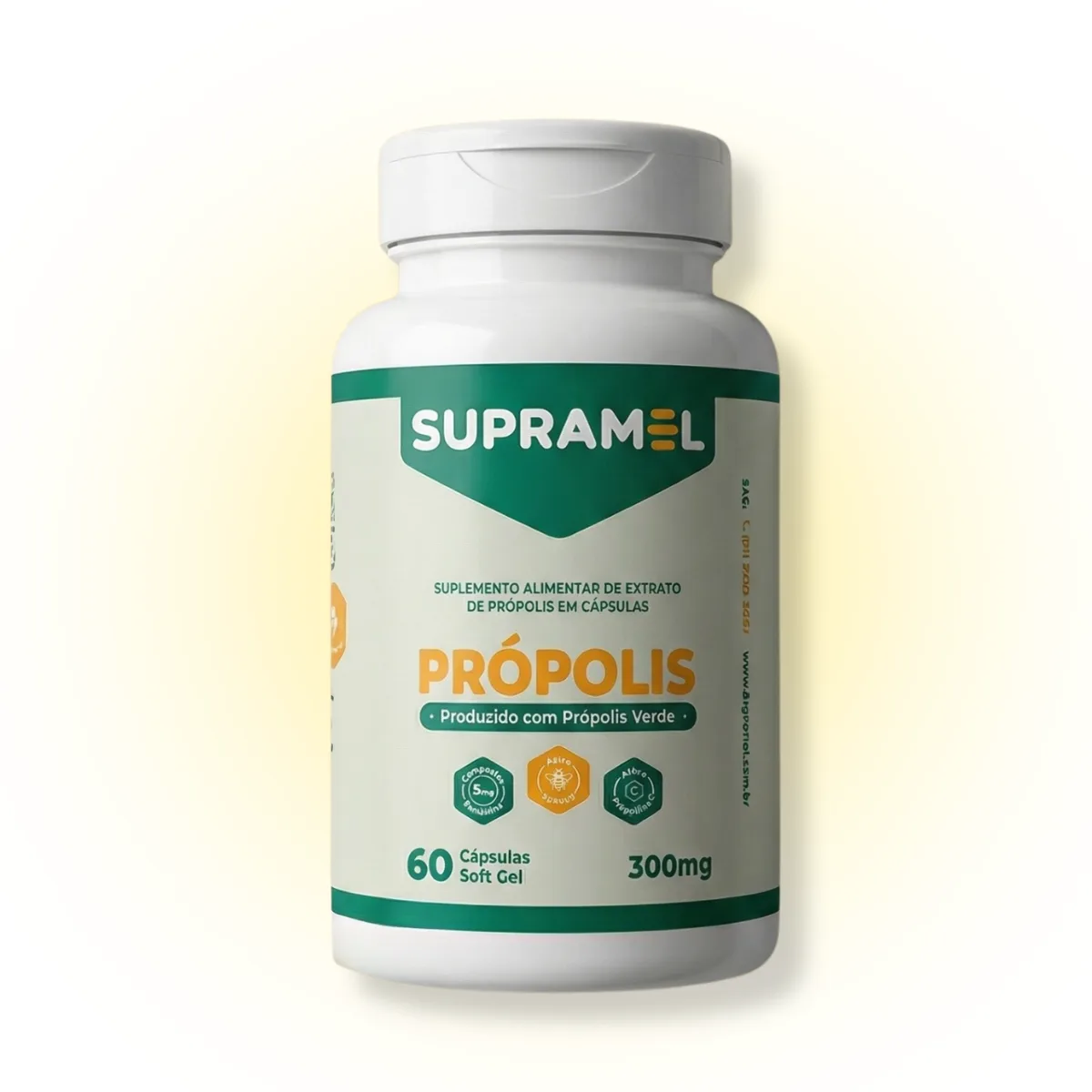 Própolis Verde em Cápsulas Softgel 300mg — 60 Cápsulas | Supramel